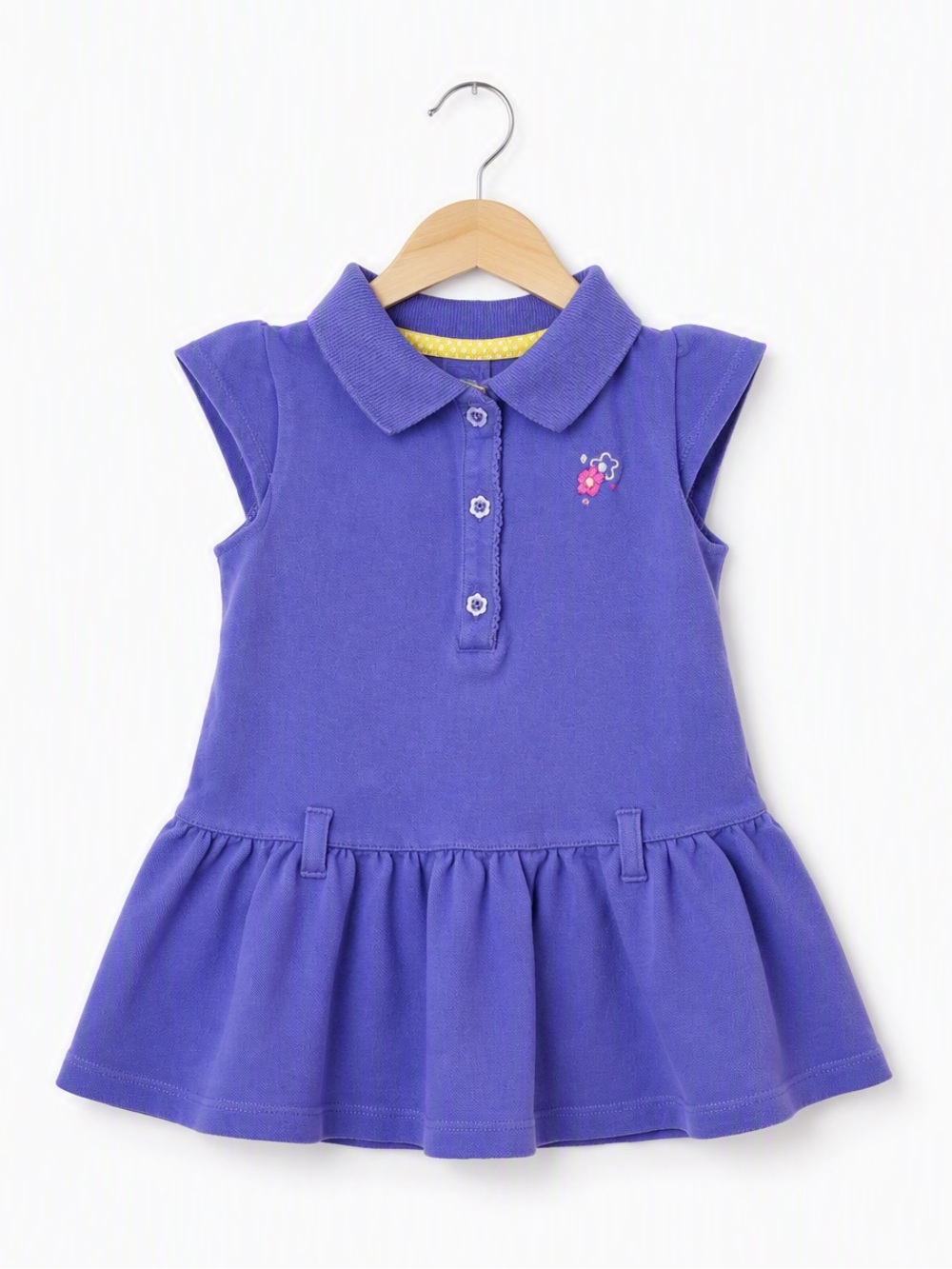 Vintage Y2K Little Me Purple Contrast Yellow Polka Dot Jersey Knit Top 12M